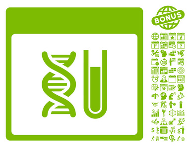 Dna 分析日历页单位矢量图标与奖金