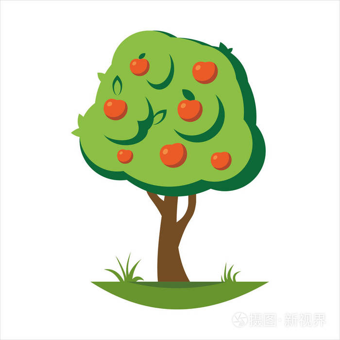 卡通苹果树矢量图
