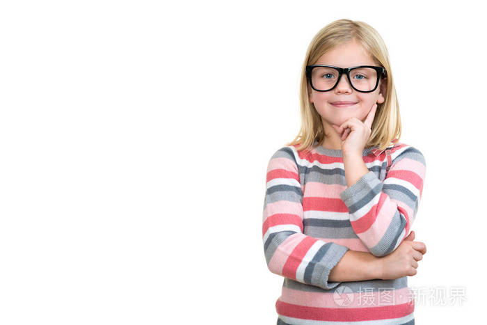 可爱的孩子在思考的眼镜