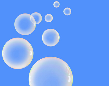 肥皂泡泡在一片蓝天