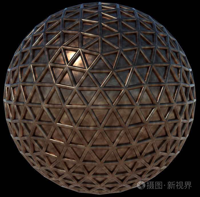 金属球裹成的三角形孤立的黑色网