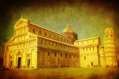 在比萨大教堂的复古风格图片图片