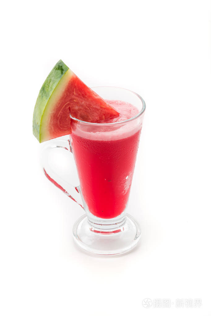 白色背景上的西瓜奶昔照片-正版商用图片0w9lg7-摄图新视界