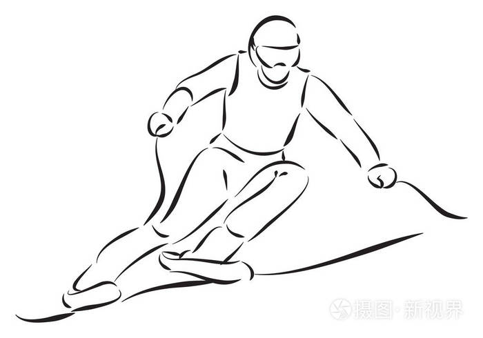 男子滑雪矢量图插画-正版商用图片0w9q2y-摄图新视界