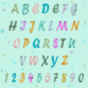 水彩多彩艺术字母表