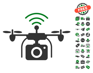 与免费奖金单选相机无人机图标