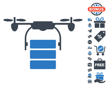 与免费奖金货物无人机图标