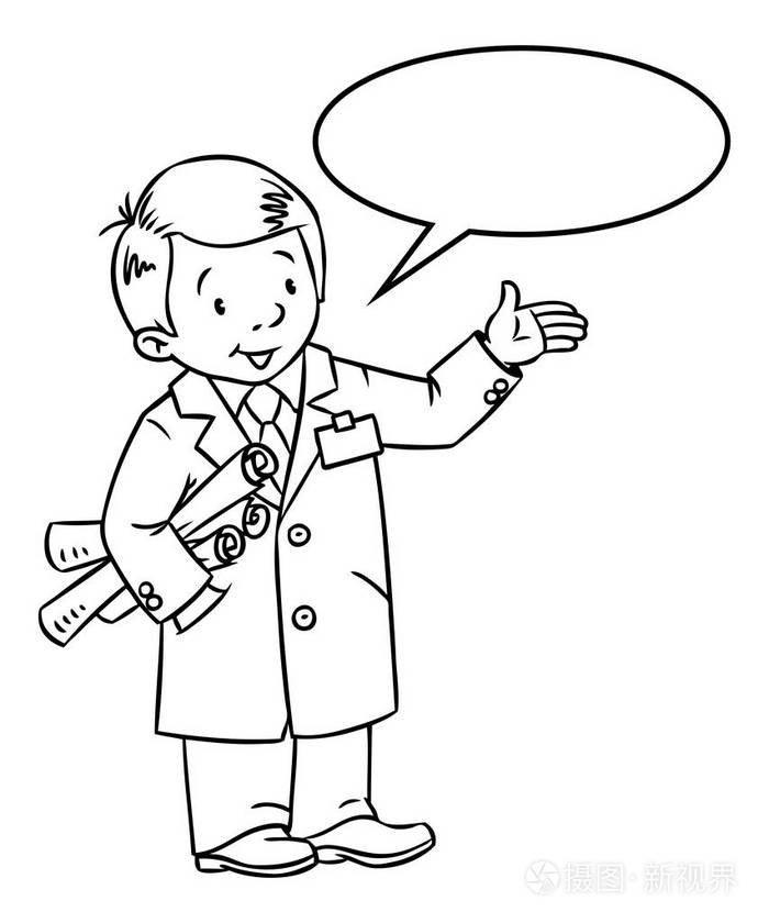 有趣的工程师或发明人与文本的气球