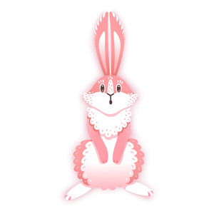 惊讶的卡通兔。有趣的兔子。可爱的兔子。矢量图