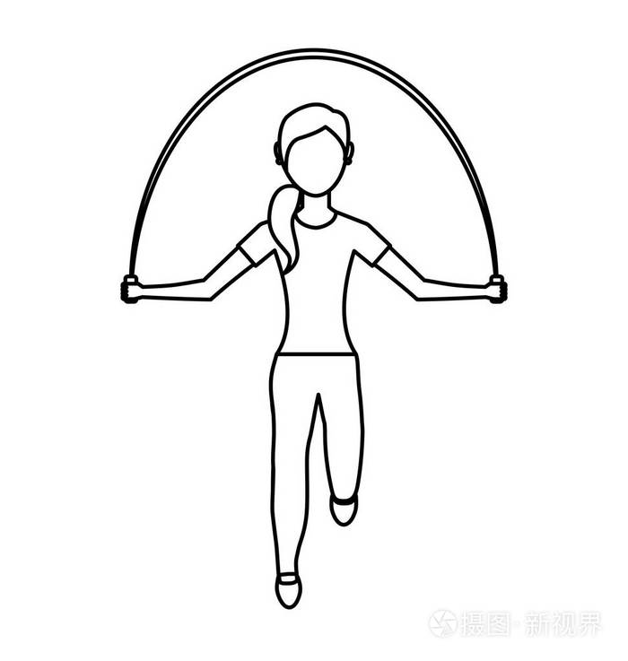 女子运动员头像性格跳绳插画-正版商用图片0wa7q4-摄图新视界