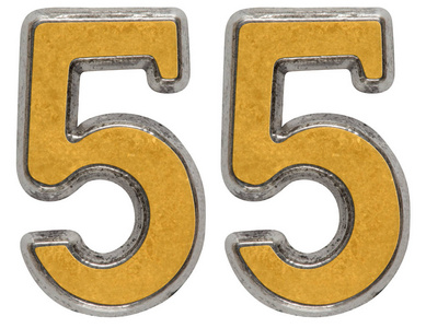 金属数字 55,百分之五十五,孤立的白色背景上照片