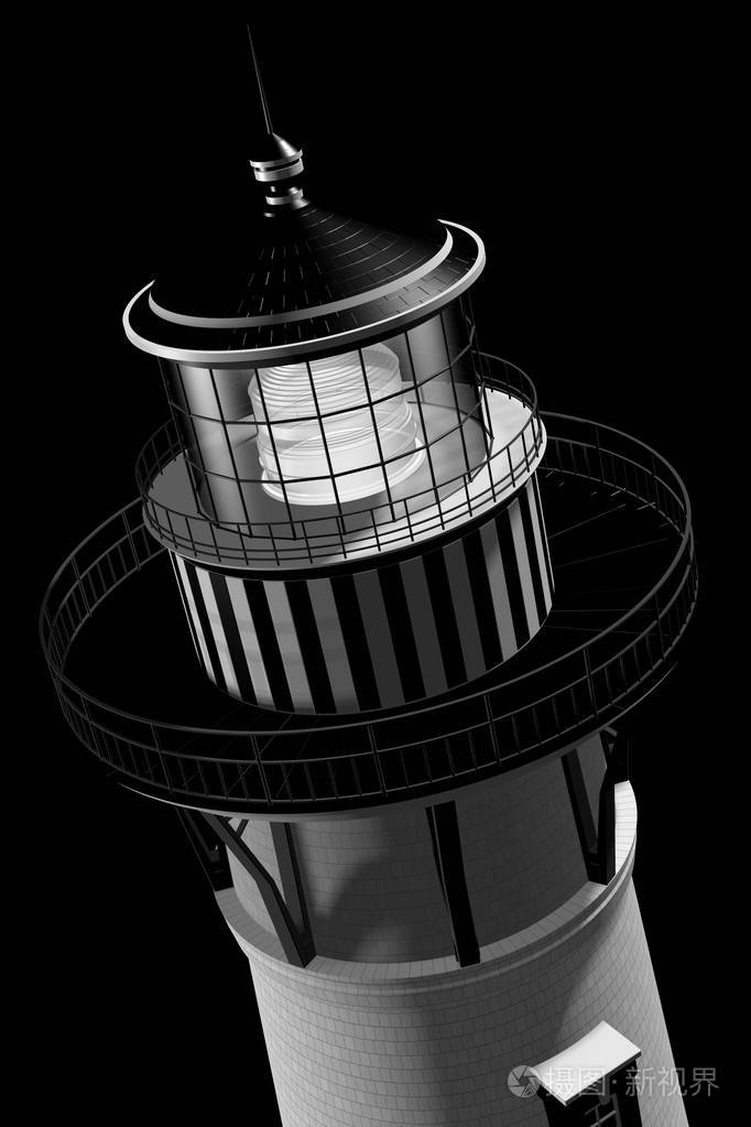 在黑色背景上的3d灯塔