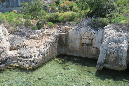 Kekova 岛和沉没的城市 Simena 土耳其安塔利亚省的废墟