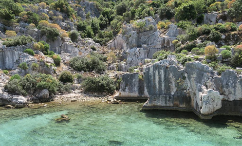 Kekova 岛和沉没的城市 Simena 土耳其安塔利亚省的废墟