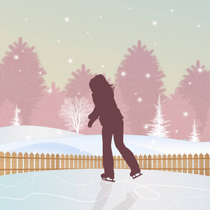 在冰上滑冰