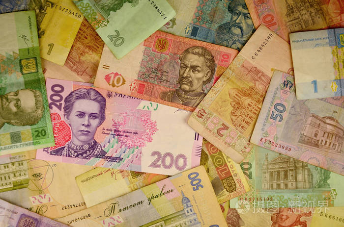 乌克兰纸币上有历史文化人物和历史机构的肖像.