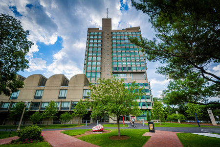 人行道和建筑物在波士顿大学，波士顿，Massachu