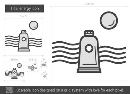 潮汐能源线图标