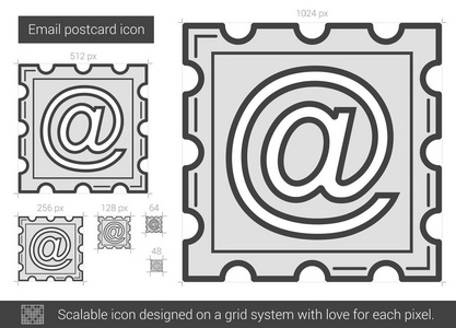 电子邮件明信片线图标