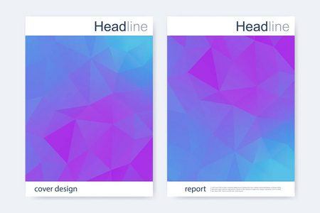 企业宣传册设计模板。矢量海报布局 抽象多彩多边形背景 现代时尚的设计三角杂志 传单 封面 海报