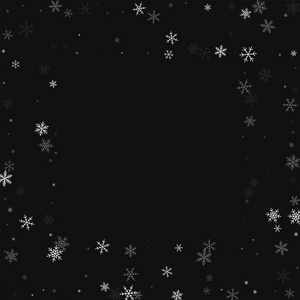 稀疏降雪广场散落框架在黑色背景矢量图
