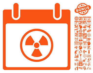 奖金与放射性日历天平面矢量图标