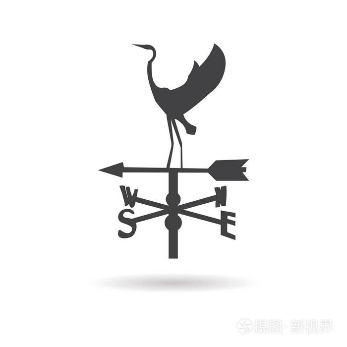 白色背景上的风向标