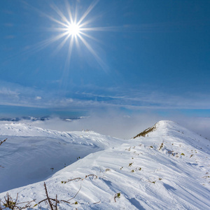 在闪耀的阳光下大雪山脉图片