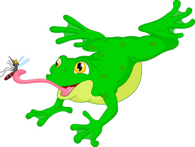 绿色的小青蛙捉蚊子卡通图片