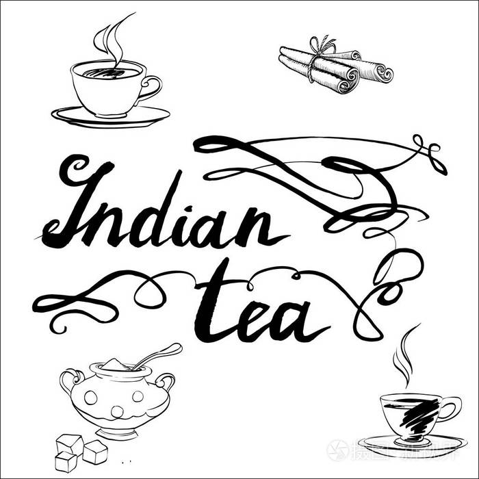 印度茶letterynh红茶矢量
