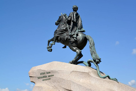 彼得的纪念碑我天空背景 青铜骑士。圣彼得斯堡