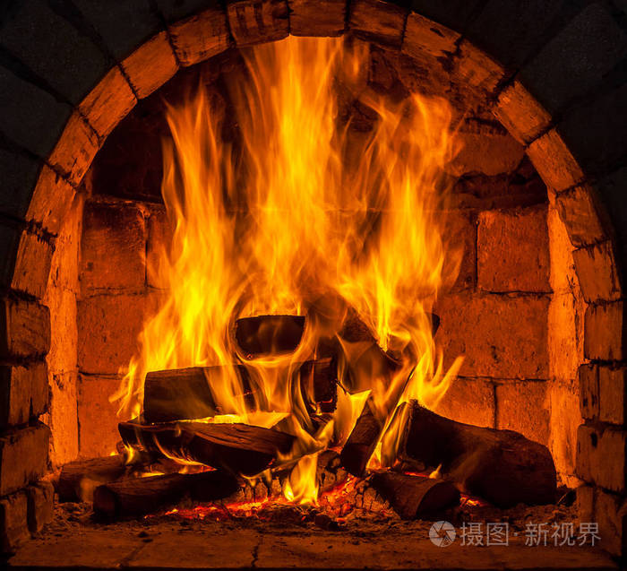 在壁炉里的火