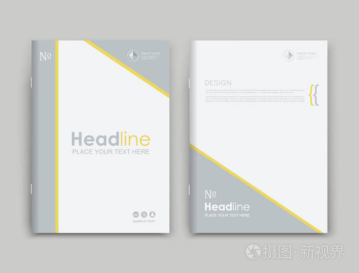 文本框架表面.白色的 a4 宣传册封面设计.标题表模型集.财务分析.