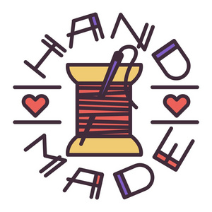 手工刺绣徽章标志矢量照片