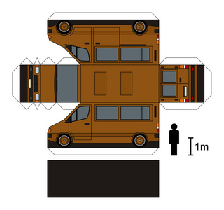 一辆面包车的纸模型图片