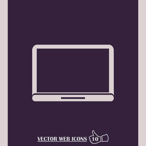 笔记本电脑中时尚平面样式的图标。为您的 web 站点设计 徽标 Ui 的应用程序的计算机符号。矢量图 Eps10