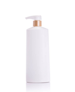 空白的白色泵塑料瓶用于洗发水或肥皂。工作室