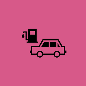 汽车在汽油站图标图孤立的矢量标志符号