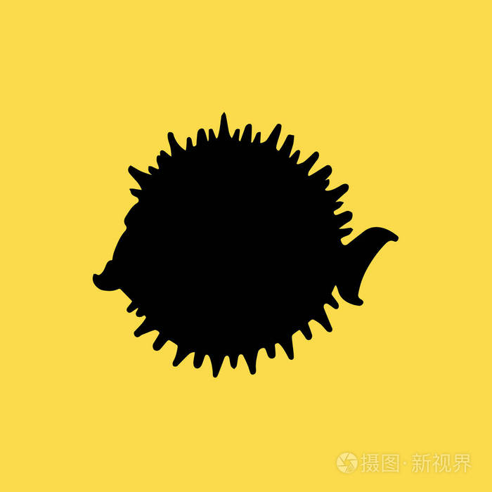 河豚图标图孤立的矢量标志符号