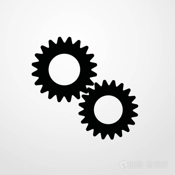 齿轮图标图孤立的矢量标志符号