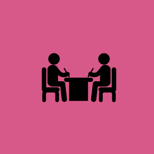 两个男人坐在图标图分离向量符号