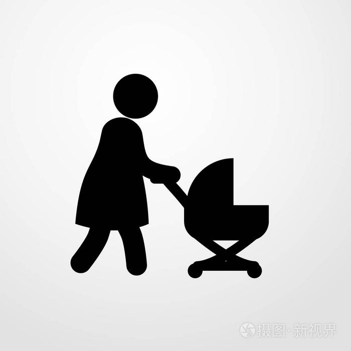 母亲和孩子图标图孤立的矢量符号一起散步