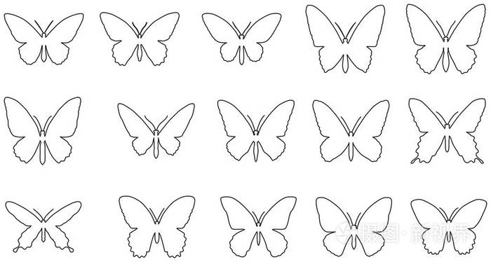 组的线轮廓的蝴蝶