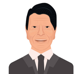 矢量的美国威尔逊里根第四十任总统的肖像插画