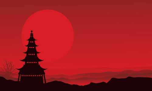 新亚洲景观中国农历新年的宝塔的景观剪影照片