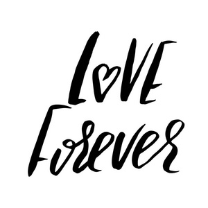 永远的爱.手刷油墨刻字.现代的毛笔字.矢量图照片