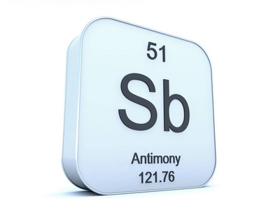 锑符号白色方形图标上的锑元素照片