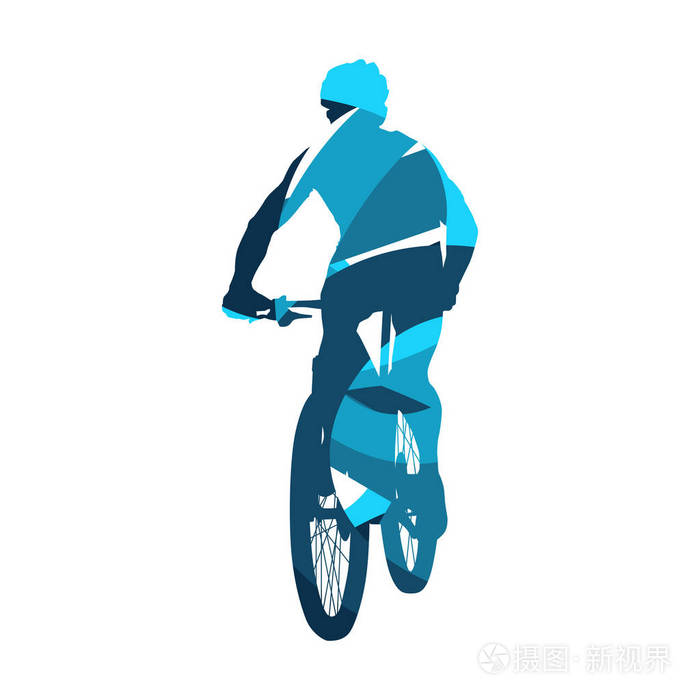 山地自行车，抽象蓝色自行车矢量剪影