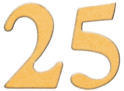 25，二十五，数词结合黄色插入，是木材的