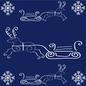 蓝色背景的雪橇圣诞鹿图片
